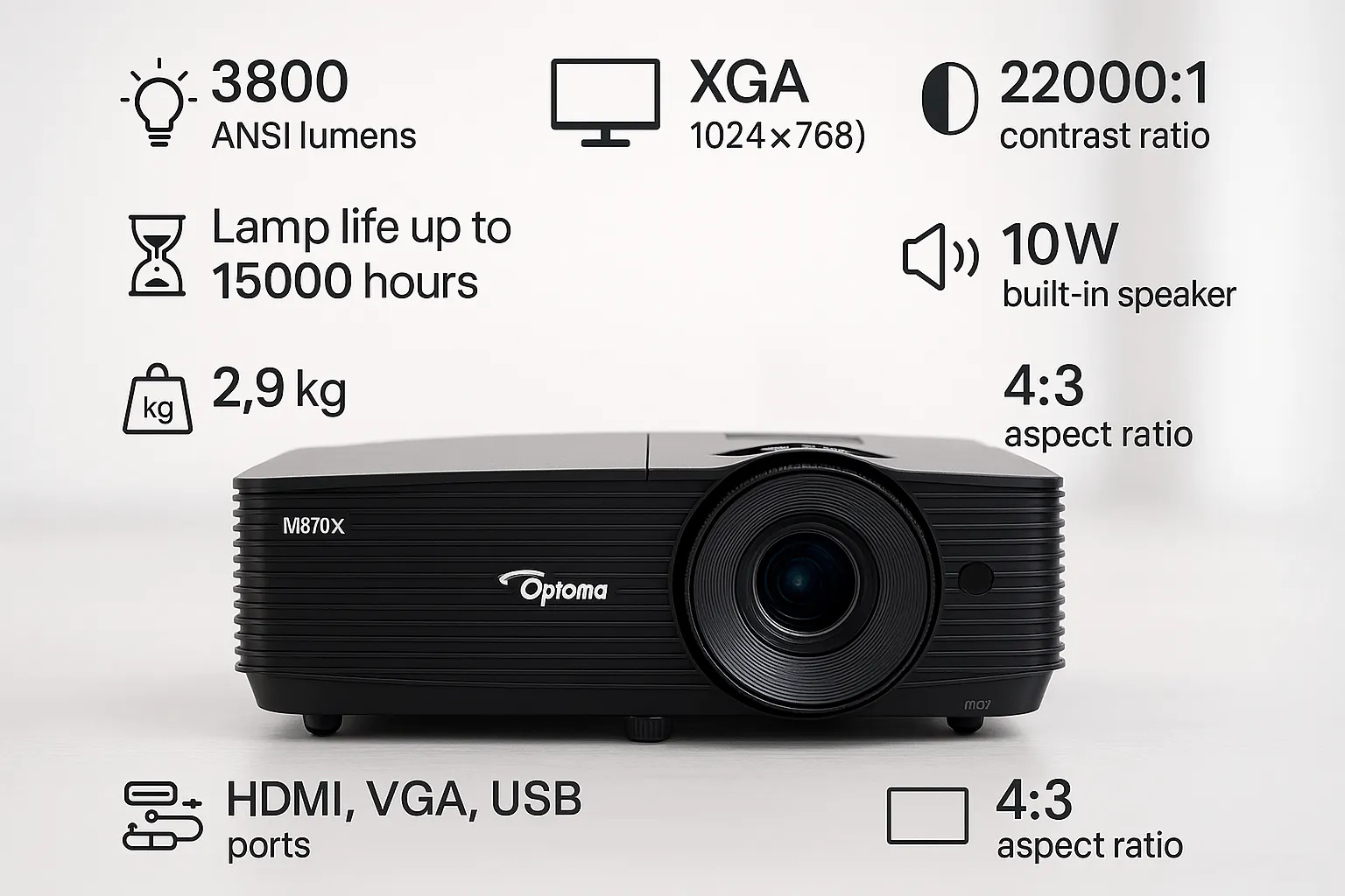 خرید ویدئو پروژکتور اپتما Optoma M870X، قیمت ویدئو پروژکتور اپتما Optoma M870X، پروژکتور ویدئو پروژکتور اپتما Optoma M870X، ویدئو پروژکتور دال شو