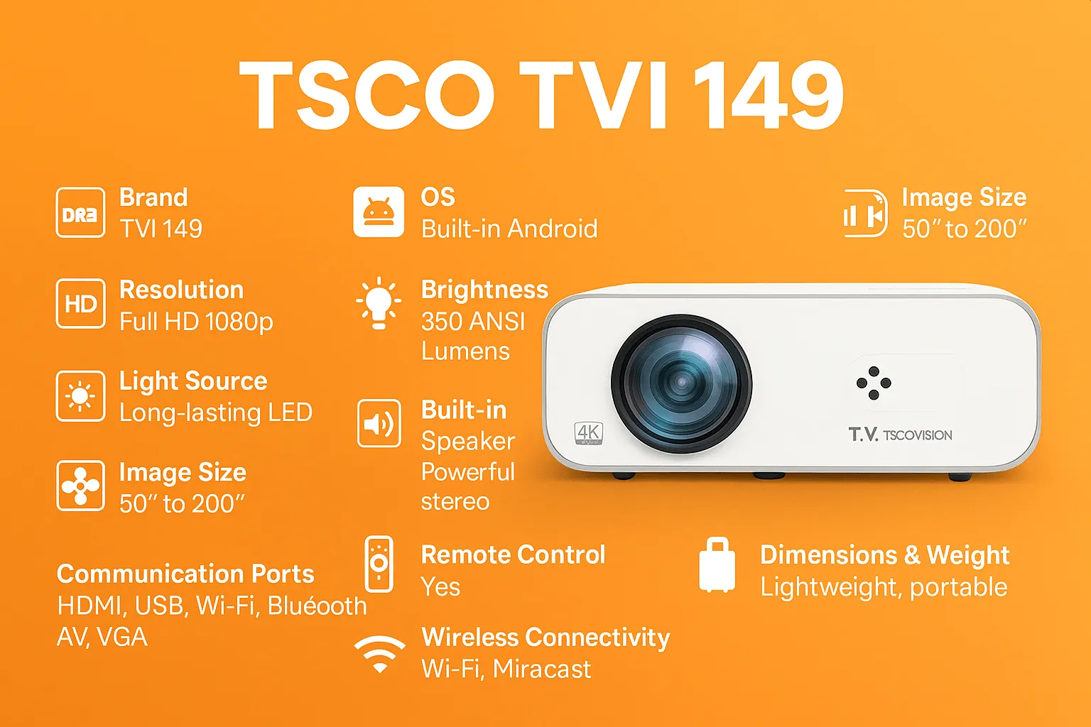 پروژکتور تسکو TSCO TVI 149، خرید پروژکتور تسکو، قیمت پروژکتور تسکو، پروژکتور دال شو
