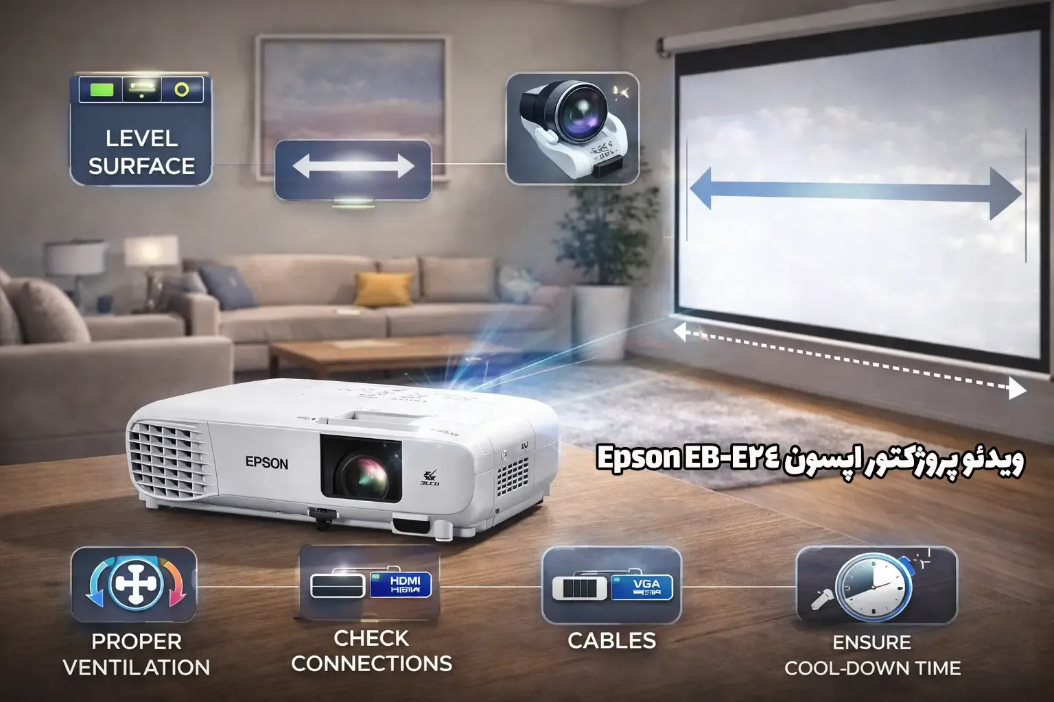 ویدئو پروژکتور اپسون Epson EB-E24، خرید ویدئو پروژکتور اپسون Epson EB-E24، قیمت ویدئو پروژکتور اپسون Epson EB-E24