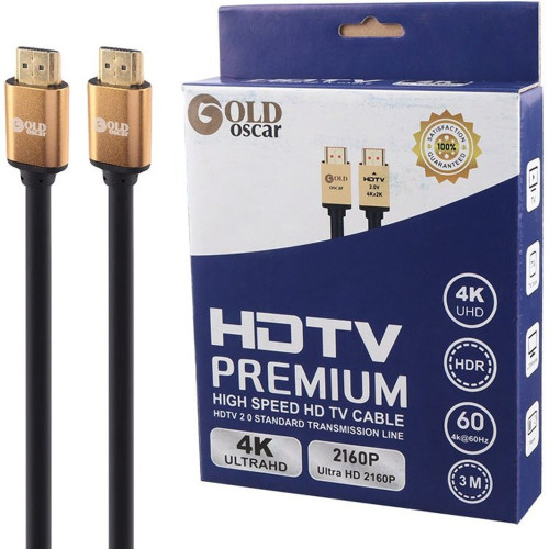 کابل 3 متری اچ دی ام آی مدل 4k گلد استار طلایی GoldStar
